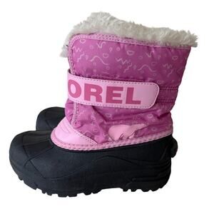 Sorel Size 13 Pink Snow faux shearling booties size Little girl 13